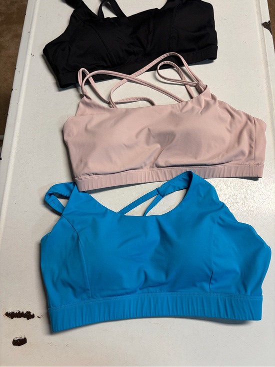 Running Girl Other - Light Support Strappy Sports Bra - Black, Blush, and Bright Blue